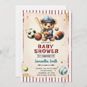 Sports Bearly Wait Baby Shower Invitation Einladung (Vorne/Hinten)