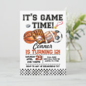 Sports Birthday All Sports Einladung (Stehend Vorderseite)