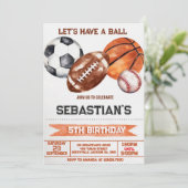 Sports Birthday Einladung (Stehend Vorderseite)