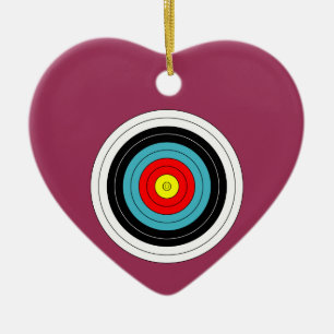 Sports Bogenschießziel auf Sangria-Rosa Herz Keramik Ornament