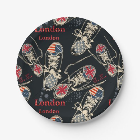 Sports Boots Fashion Pattern  Pappteller (Vorderseite)