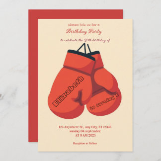 sports boxing birthday invitation einladung