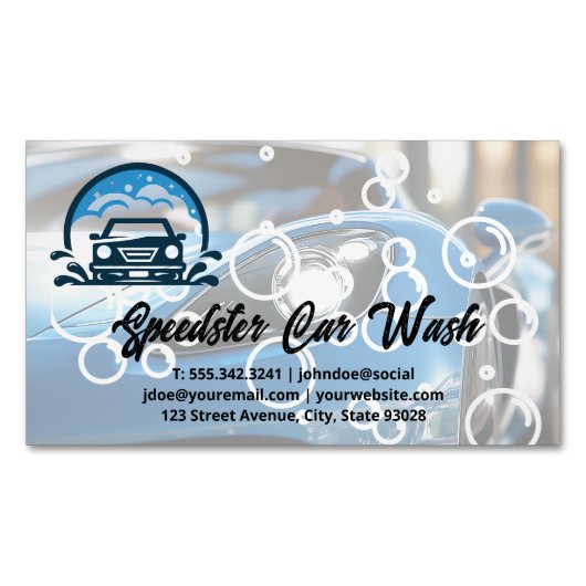 Sports Car | Auto Wash Clean Detailing Magnetische Visitenkarte (Vorderseite)