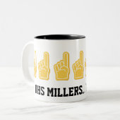 Sports Foam Hand Finger School Initialen Name Fun Zweifarbige Tasse (Vorderseite Links)