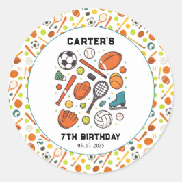Sports Game Time All-Star Birthday | Kids Sport Runder Aufkleber