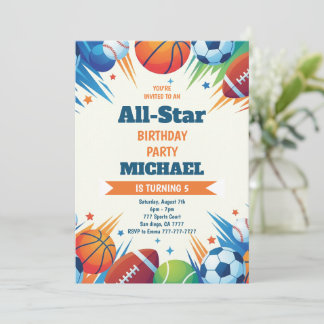 Sports Game Time All-Star Birthday Party Einladung