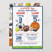 Sports Game Time All-Star Birthday Party Einladung (Vorne/Hinten)