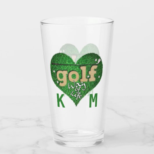 Sports Golf Lover WAY OF LIFE Quote Monogram Glas (Rückseite)
