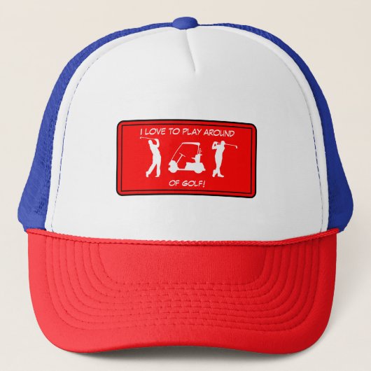 Sports Golf White Silhouette Trucker Hat Truckerkappe (Vorderseite)