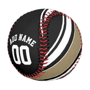 Sports Jersey Black and Gold Strips Name Number Baseball