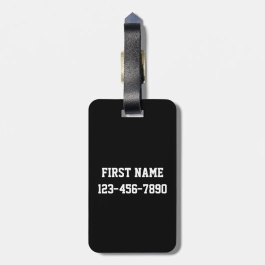 Sports Jersey Black and Gold Strips Name Number Gepäckanhänger (Rückseite vertikal)