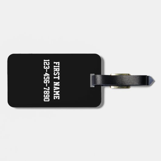 Sports Jersey Black and Gold Strips Name Number Gepäckanhänger (Rückseite horizontal)