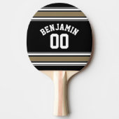 Sports Jersey Black and Gold Strips Name Number Tischtennis Schläger (Vorderseite)