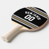 Sports Jersey Black and Gold Strips Name Number Tischtennis Schläger (Vorderseite)