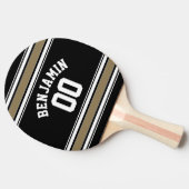 Sports Jersey Black and Gold Strips Name Number Tischtennis Schläger (Seitenansicht)