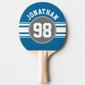 Sports Jersey Blue and Gray Stripes Name Number Tischtennis Schläger (Vorderseite)