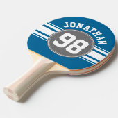 Sports Jersey Blue and Gray Stripes Name Number Tischtennis Schläger (Vorderseite)