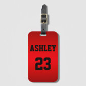 Sports Jersey Nummer und Name Red Personalisiert Gepäckanhänger (Vorderseite Vertikal)