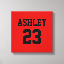 Sports Jersey Nummer und Name Red Personalisiert Leinwanddruck