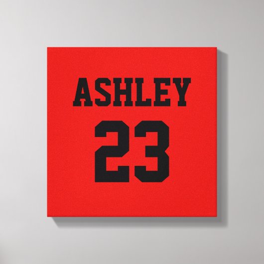 Sports Jersey Nummer und Name Red Personalisiert Leinwanddruck (Vorderseite)