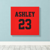 Sports Jersey Nummer und Name Red Personalisiert Leinwanddruck (Insitu (Holzboden))