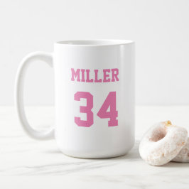 Sports Jersey Pink Individuelle Name and Number Kaffeetasse