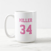 Sports Jersey Pink Individuelle Name and Number Kaffeetasse (Links)