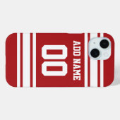 Sports Jersey Red White Name and Number Case-Mate iPhone Hülle (Rückseite (Horizontal))