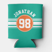 Sports Jersey Stripes Emerald & Orange Namensnumme Dosenkühler (Vorderseite)