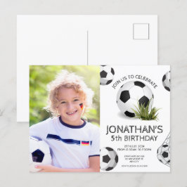 Sports Kids Soccer Foto Geburtstagsparty Postkarte