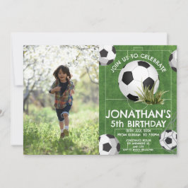 Sports Kids Soccer Geburtstagsparty Foto Einladung