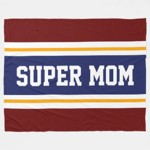 SPORTS MAMA Athletic Bold Red White Stripes Fleecedecke
