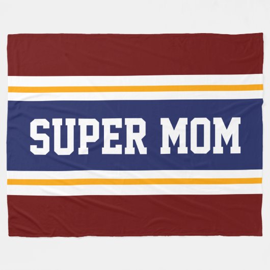 SPORTS MAMA Athletic Bold Red White Stripes Fleecedecke (Vorderseite (Horizontal))