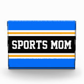 SPORTS MAMA Spaß Athletic Bright Blue Black Stripe Fotoblock (Vorderseite)