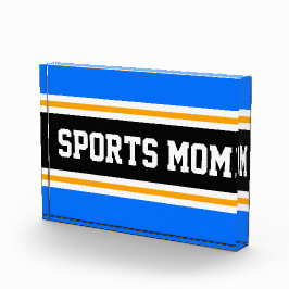 SPORTS MAMA Spaß Athletic Bright Blue Black Stripe Fotoblock