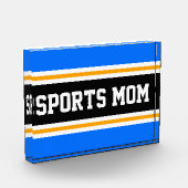 SPORTS MAMA Spaß Athletic Bright Blue Black Stripe Fotoblock (Links)