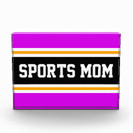 SPORTS MAMA Spaß Athletic Bright PInk Black Stripe Fotoblock