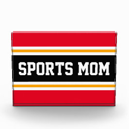 SPORTS MAMA Spaß Athletic Bright Red Black Stripes Fotoblock