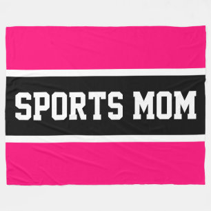 SPORTS MAMA Sporty Cool Bright Pink Black Stripes Fleecedecke