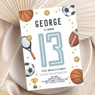 Sports Star Jungen 13. Geburtstag Einladung