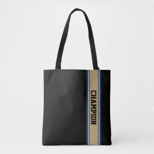 SPORTS STRIPES - blau-beige grau + Ihre Ideen Tasche