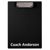 Sports Team Coach's Name Black and White Klemmbrett (Vorderseite)