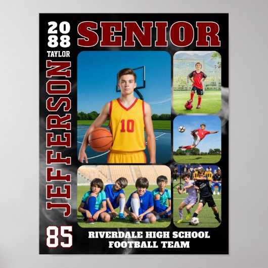 Sports Team Player Senior Night Photo Collage Poster (Vorne)