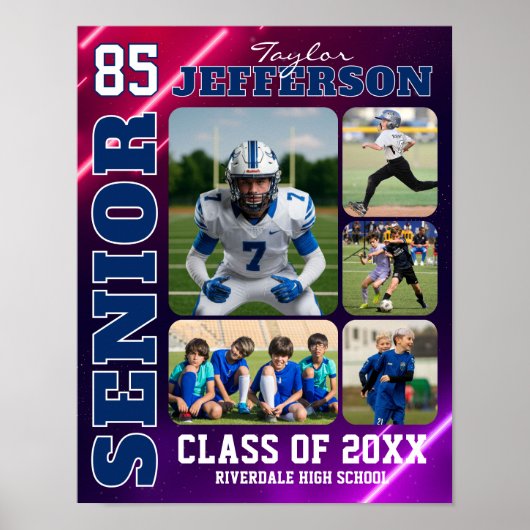 Sports Team Senior Night Custom Photo Collage Poster (Vorne)