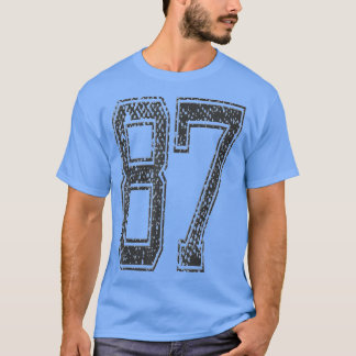 Sports TeamNumber 87Year 1987Midnight Black T-Shirt