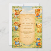 Sports Teddy Bear Baby Shower Einladung (Vorderseite)