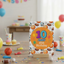 Sports Theme 10th Birthday Invitation