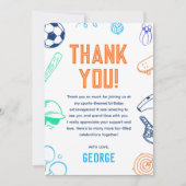 Sports Theme Boys Modern Birthday Party Dankeskarte (Vorderseite)