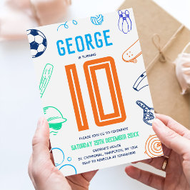 Sports Theme Boys Modern Birthday Party Einladung