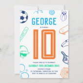 Sports Theme Boys Modern Birthday Party Einladung (Vorderseite)